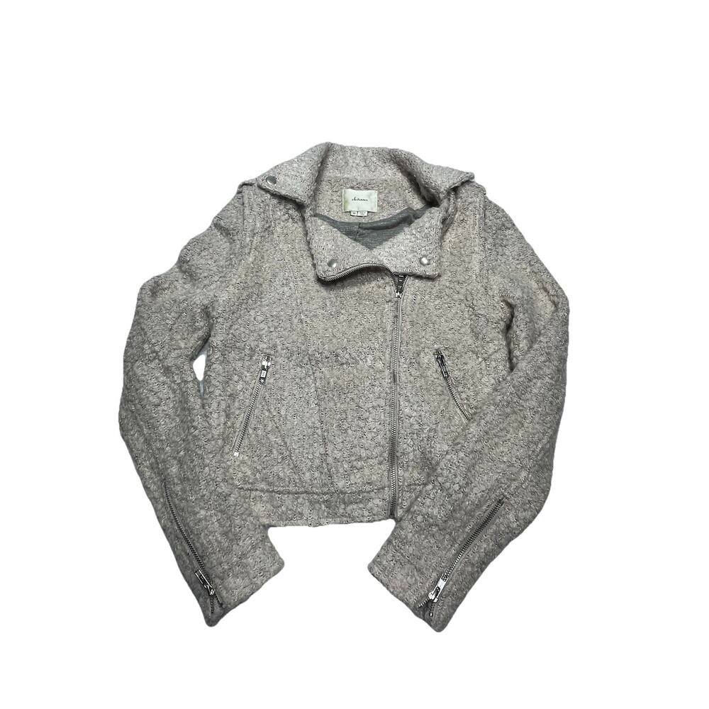 Anthropologie Elevenses Northland Moto Jacket Sweater Knit Cream XS